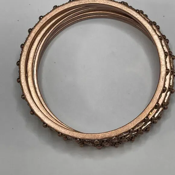 bronze bangle bracelets set of five 5 costume jewelry trendy versatile boho - Picture 4 of 9